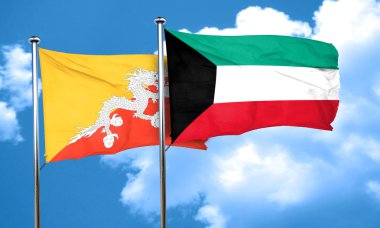 Kuveyt bayrağı, 3d render ile Bhutan bayrağı