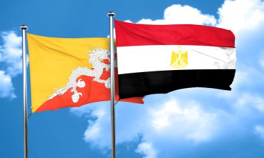 Bhutan bayrağı Mısır bayrağı, 3d render ile