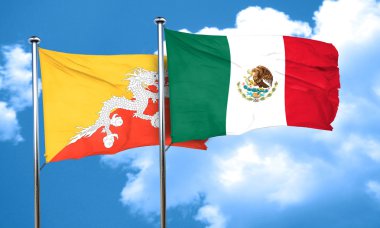 Meksika bayrağı, 3d render ile Bhutan bayrağı