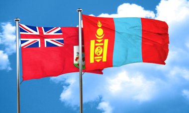 Bermuda bayrağı ile Moğolistan bayrağı, 3d render