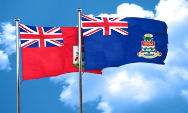 Cayman Adaları bayrağı, 3d render ile Bermuda bayrak