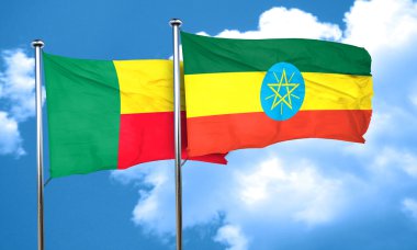 Benin bayrağı Etiyopya bayrağı, 3d render ile