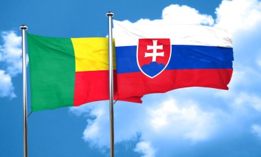 Benin bayrağı ile Slovakya bayrağı, 3d render