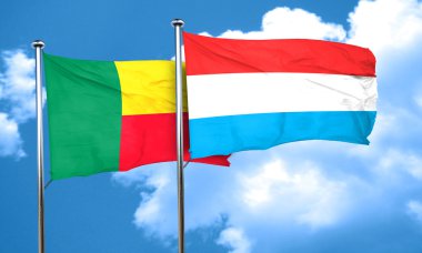 Benin bayrağı Lüksemburg bayrağı, 3d render ile