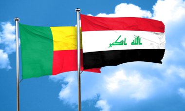 Benin bayrağı Irak bayrağı, 3d render ile