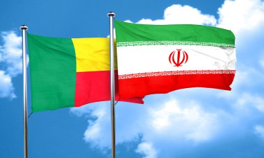 Benin bayrağı Iran bayrağı, 3d render ile