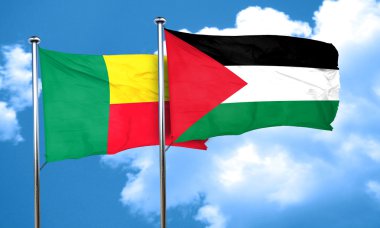 Benin bayrağı Palestine bayrak, 3d render ile