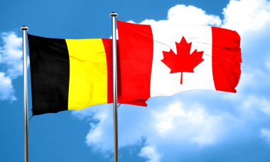 Belçika bayrağı Kanada bayrağı, 3d render ile