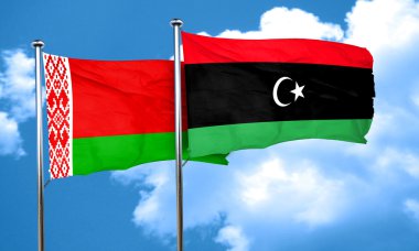 Libya bayrağı, 3d render ile Beyaz Rusya bayrağı