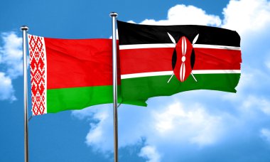 Kenya bayrak, 3d render ile Beyaz Rusya bayrağı