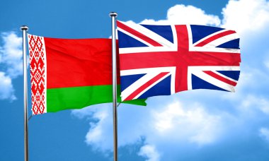 Büyük Britanya bayrağı, 3d render ile Beyaz Rusya bayrağı