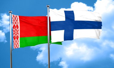 Beyaz Rusya bayrağı Finlandiya bayrağı, 3d render ile