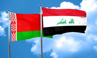 Irak bayrağı, 3d render ile Beyaz Rusya bayrağı