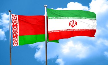 Beyaz Rusya bayrağı Iran bayrağı, 3d render ile