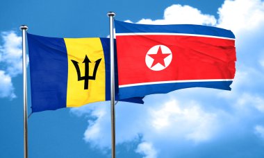 Kuzey Kore bayrağı, 3d render ile Barbados bayrağı