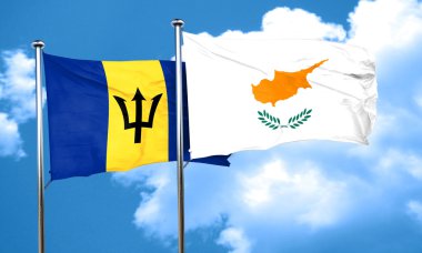 Barbados bayrağı Kıbrıs bayrağı, 3d render ile