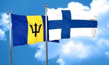 Barbados bayrağı Finlandiya bayrağı, 3d render ile