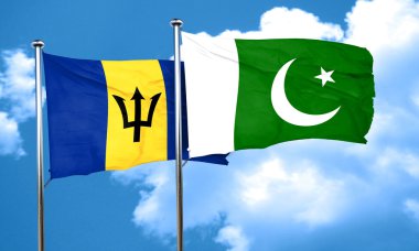 Barbados bayrağı Pakistan bayrağı, 3d render ile