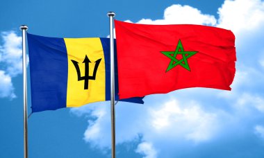 Fas bayrak, 3d render ile Barbados bayrağı