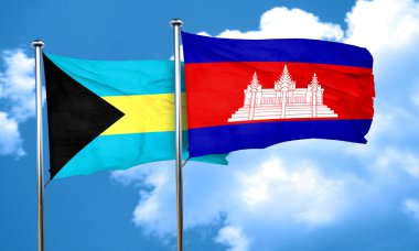 Kamboçya bayrağı, 3d render ile Bahamalar bayrağı