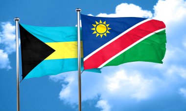 Namibya bayrak, 3d render ile Bahamalar bayrağı