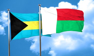 Madagaskar bayrağı, 3d render ile Bahamalar bayrağı