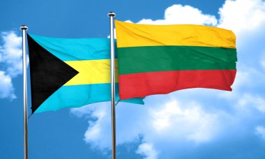 Litvanya bayrağı, 3d render ile Bahamalar bayrağı