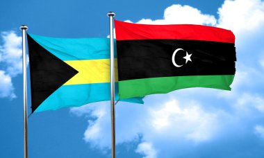 Libya bayrağı, 3d render ile Bahamalar bayrağı