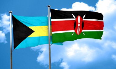 Kenya bayrak, 3d render ile Bahamalar bayrağı