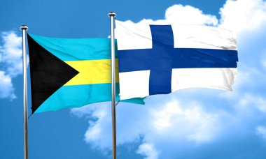 Bahamalar bayrağı Finlandiya bayrağı, 3d render ile