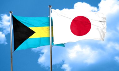 Japonya bayrağı, 3d render ile Bahamalar bayrağı