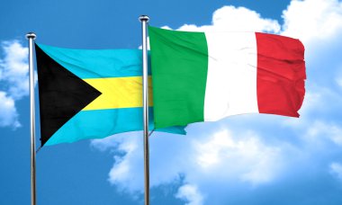 Bahamalar bayrağı İtalya bayrağı, 3d render ile