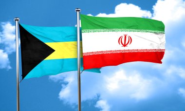 Bahamalar bayrağı Iran bayrağı, 3d render ile