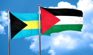 Palestine bayrak, 3d render ile Bahamalar bayrağı