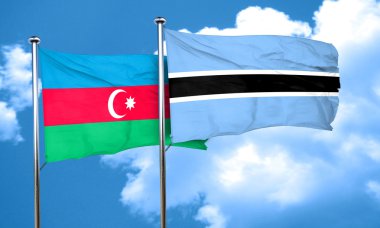 Azerbaycan bayrağı Botsvana bayrağı, 3d render ile