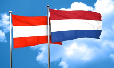 Hollanda bayrağı, 3d render ile Avusturya bayrağı