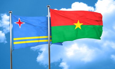 Burkina Faso bayrak, 3d render ile Aruba bayrağı