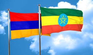 Ermenistan bayrağı Etiyopya bayrağı, 3d render ile