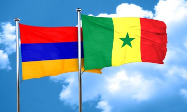 Ermenistan bayrağı Senegal bayrak, 3d render ile
