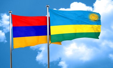 Ermenistan bayrağı ile Ruanda bayrak, 3d render