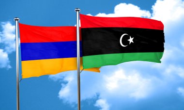 Ermenistan bayrağı Libya bayrağı, 3d render ile