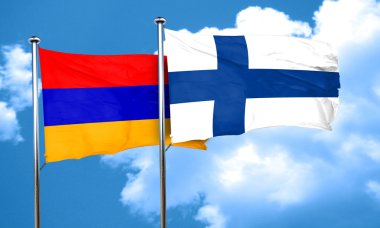 Ermenistan bayrağı Finlandiya bayrağı, 3d render ile