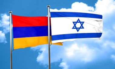 Ermenistan bayrağı İsrail bayrağı, 3d render ile