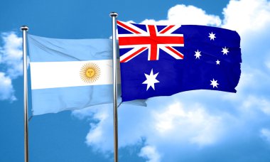Avustralya bayrağı, 3d render ile Arjantin bayrağı
