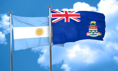 Arjantin bayrağı ile Cayman Adaları bayrağı, 3d render