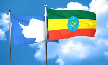 Antarktika bayrak Etiyopya bayrağı, 3d render ile