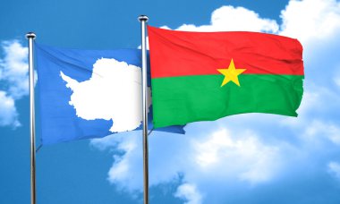 Antarktika bayrak Burkina Faso bayrak, 3d render ile