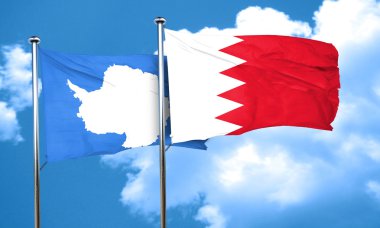 Antarktika bayrak Bahreyn bayrağı, 3d render ile