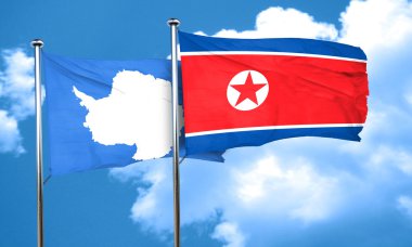 Kuzey Kore bayrağı, 3d render ile Antarktika bayrak