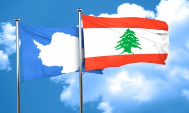 Lübnan bayrağı, 3d render ile Antarktika bayrak